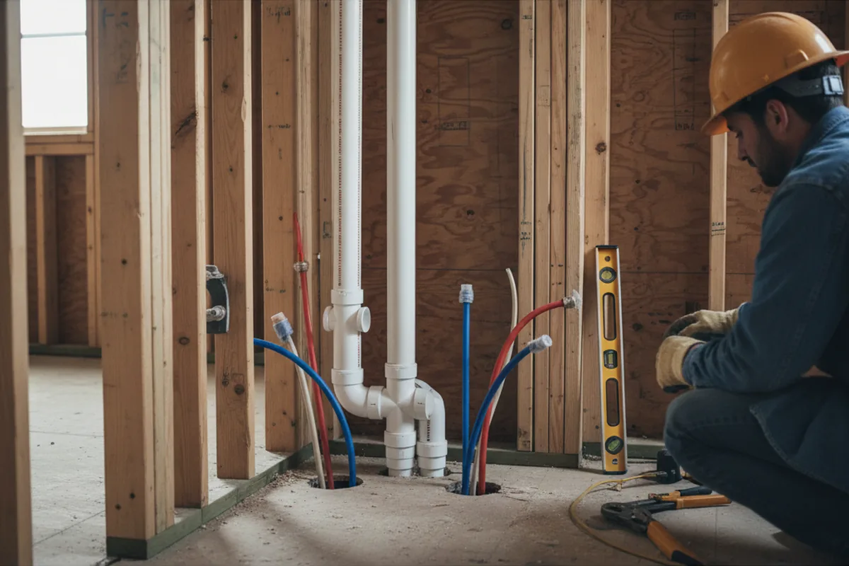 Drain and supply rough-in during Leak Detection in Falling Waters